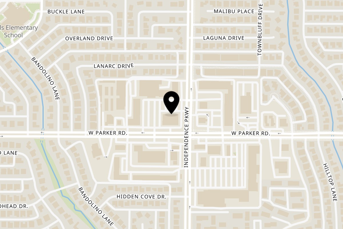 Map showing the location of SauceBros on 3115 W Parker Rd Ste #570 in Plano